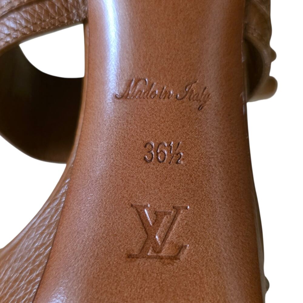 Louis Vuitton Horizon Brown Leather Slingback Platform Sandals IT 36.5 US 6.5 - Picture 6 of 12